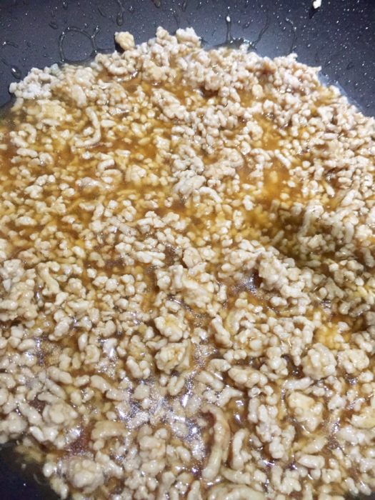 厚揚げ甘からそぼろ煮の混ぜ合わせ