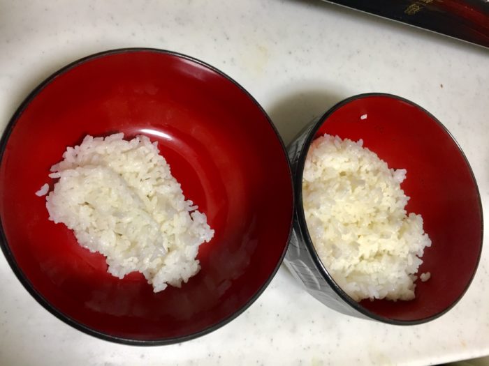 鶏飯の具材を盛る前の白ご飯