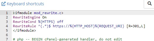 .htaccessを直接編集してコードを入力する。